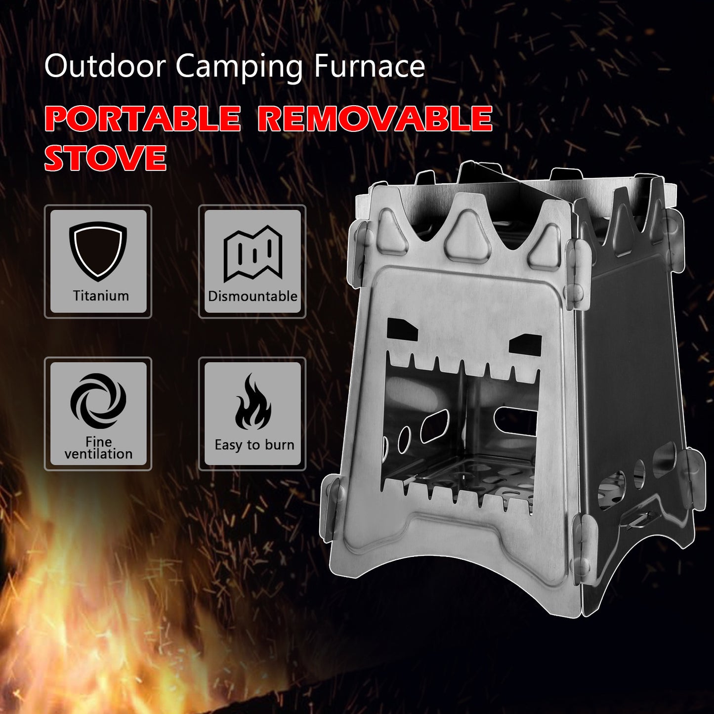 Outdoor Camping Folding Stainless Steel Wood Stove