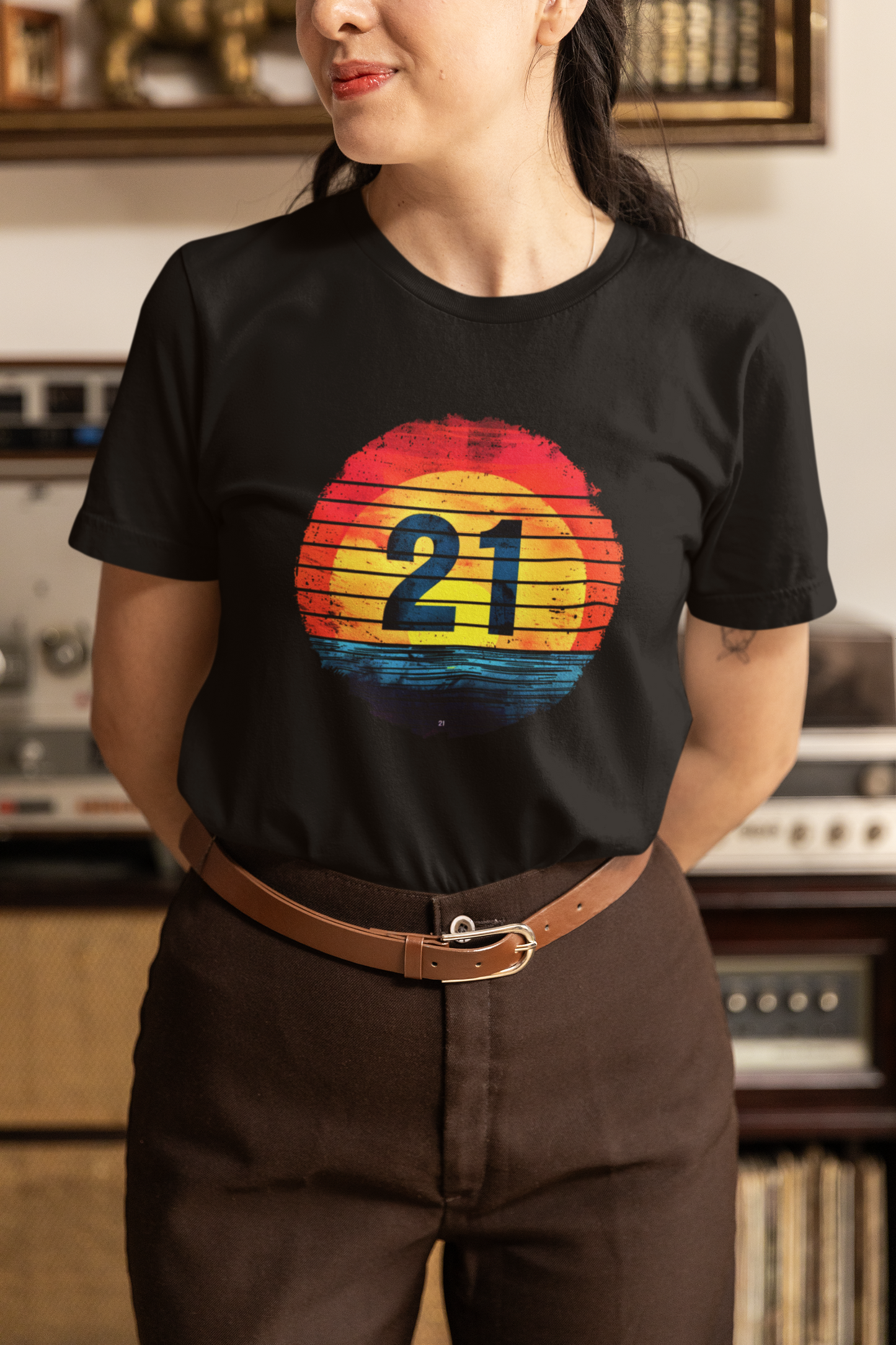 Number "21" Black T-shirt design