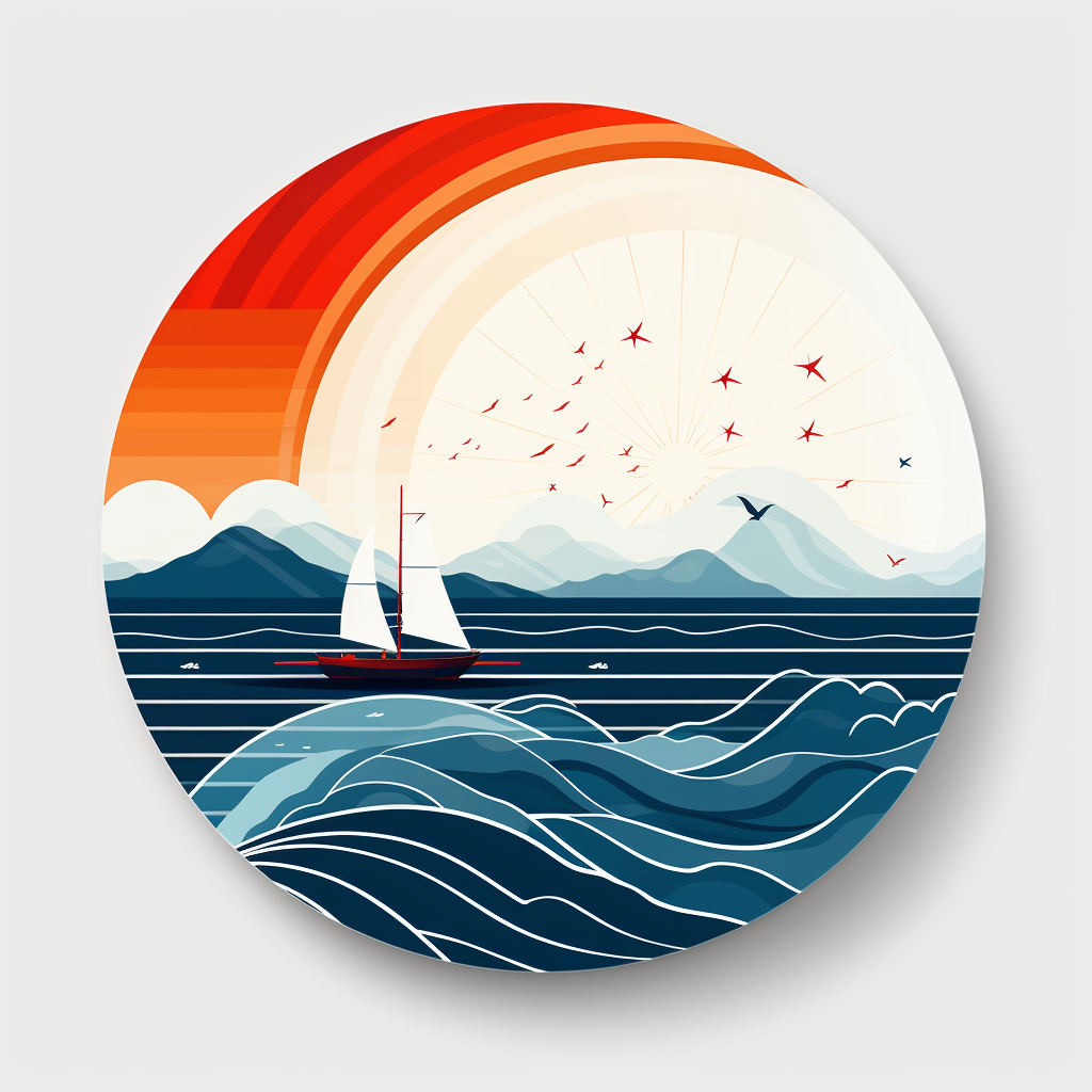 Maritime art collection: Sailing Sunrise with Waves