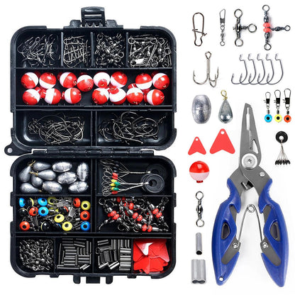 Support pan European shipping--263pcs Outdoor Fishing Accessories Set With Tackle Box Including Plier Jig Hooks Sinker Weight Swivels Snaps Sinker Slides Kit
