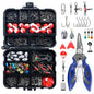Support pan European shipping--263pcs Outdoor Fishing Accessories Set With Tackle Box Including Plier Jig Hooks Sinker Weight Swivels Snaps Sinker Slides Kit