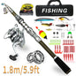 Telescopic Portable Long-Cast Rod And Reel Fishing Tackle Lure Rod Full Set