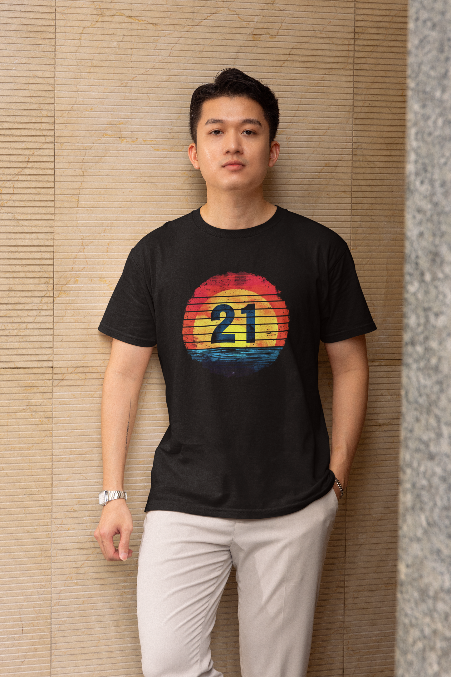 Number "21" Black T-shirt design