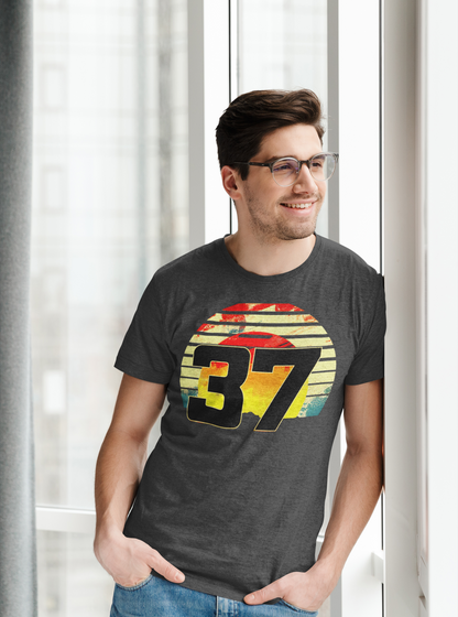 Lucky 37 Number Sunset T-Shirt | Unique Graphic Tee for Fans of Bold Style