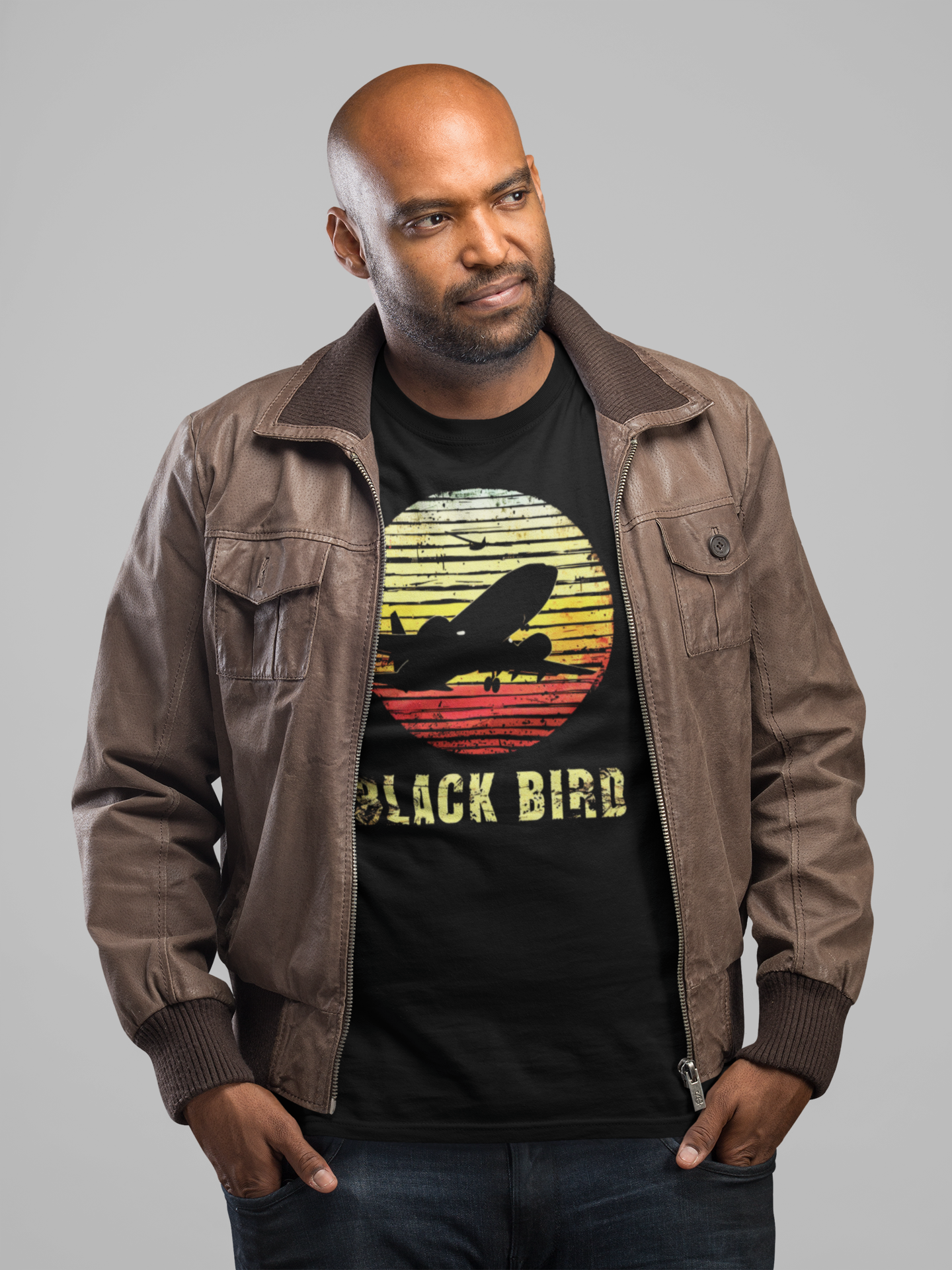 "Black Bird Jetliner Aviation Graphic Tee – Vintage Aviation-Inspired T-Shirt for Aviation Enthusiasts"