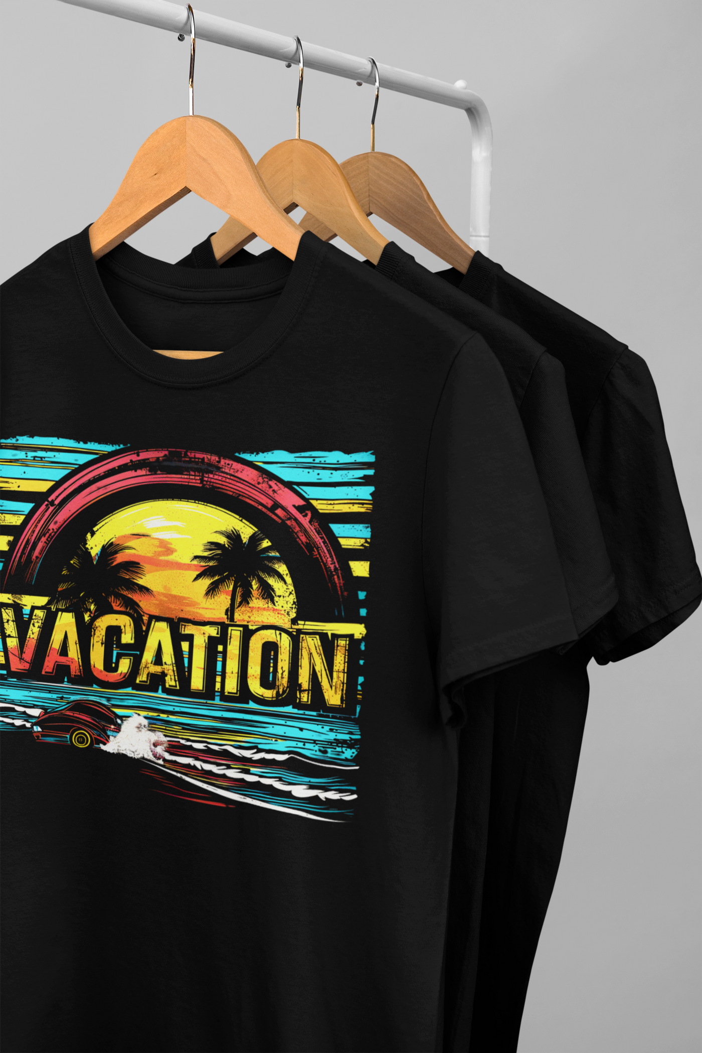 Seaside Palm Sunset Vacation T-Shirt – Coastal Vibes Graphic Tee for Beach Lovers