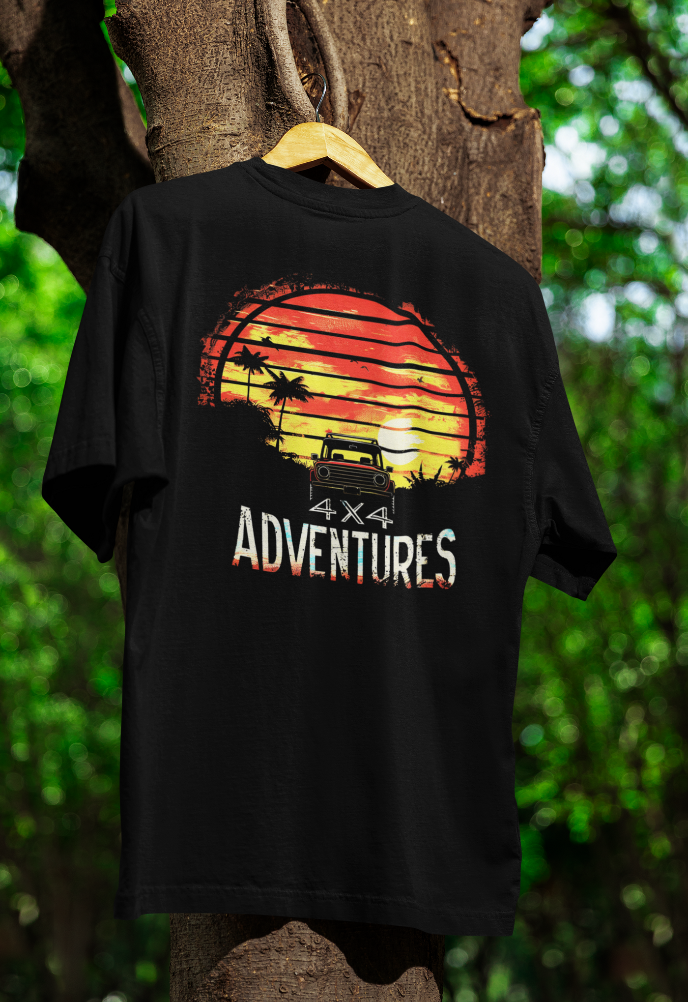 "4x4 Jungle Sunset Adventures T-Shirt – Conquer the Wild, Chase the Sunset"