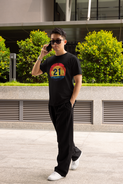 Number "21" Black T-shirt design