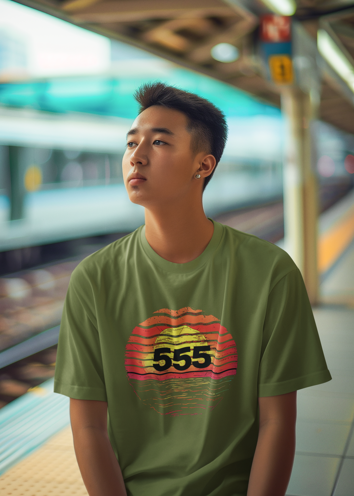 Dark "555" Number T-shirt design