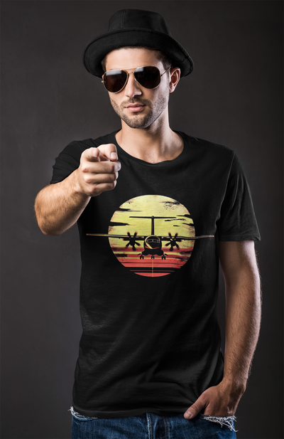 ATR-72 Turboprop Sunset Graphic T-Shirt – Aviation Art | Premium Cotton Tee