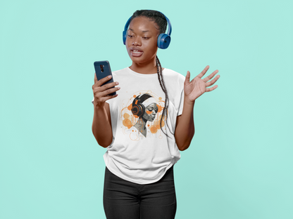 Love to music: Black woman in headphones