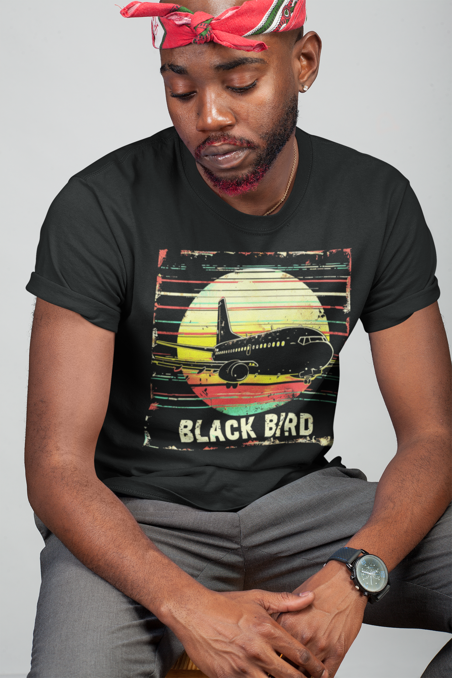 "Black Bird Jetliner Aviation T-Shirt – Bold Graphic Tee for Aviation Enthusiasts"