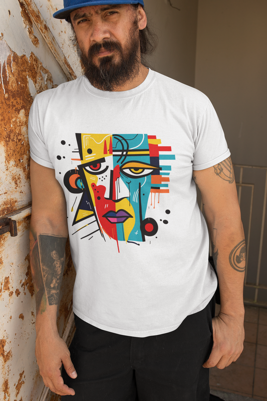 Graphical art and suprematism collection: Man's face in color