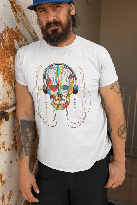 Graphical skeletons collection: Skull with Headphones Suprematism Design