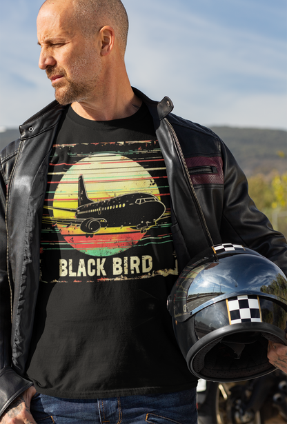 "Black Bird Jetliner Aviation T-Shirt – Bold Graphic Tee for Aviation Enthusiasts"