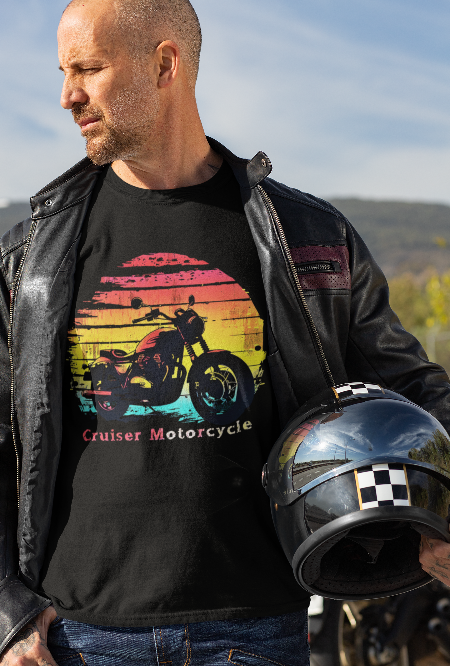 "Classic Cruiser Motorcycle T-Shirt – Vintage Bike Graphic Tee for Bikers"