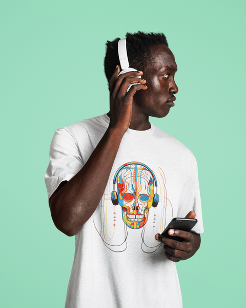 Graphical skeletons collection: Skull with Headphones Suprematism Design