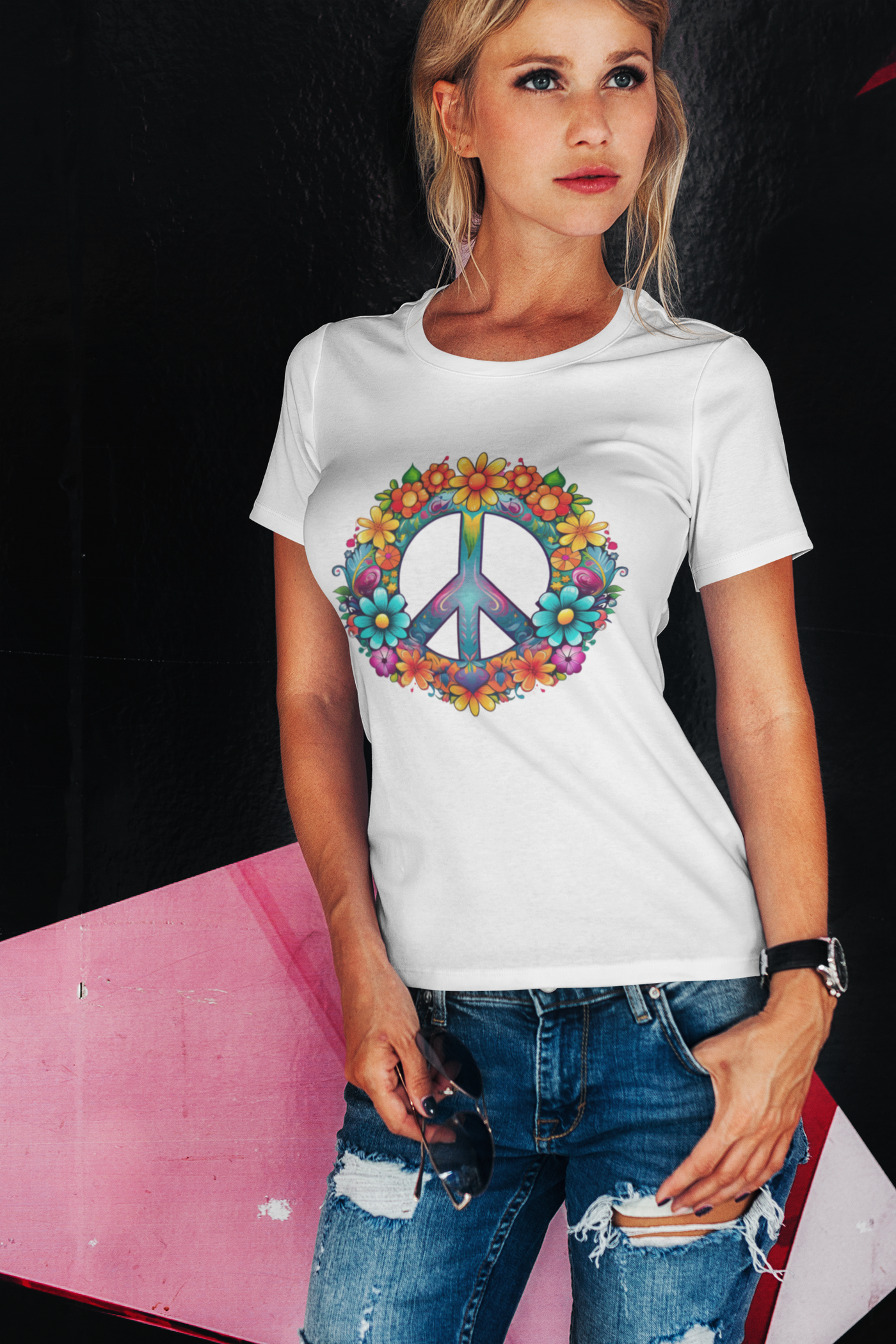 SAY NO TO WAR COLLECTION: Peace and Love symbol in fowers