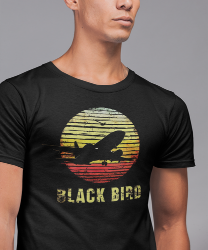 "Black Bird Jetliner Aviation Graphic Tee – Vintage Aviation-Inspired T-Shirt for Aviation Enthusiasts"