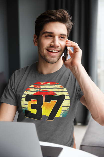 Lucky 37 Number Sunset T-Shirt | Unique Graphic Tee for Fans of Bold Style