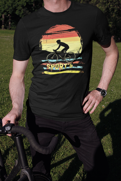 "Sunset Sport's Biking T-Shirt – Vibrant Cycling Graphic Tee for Active Riders"