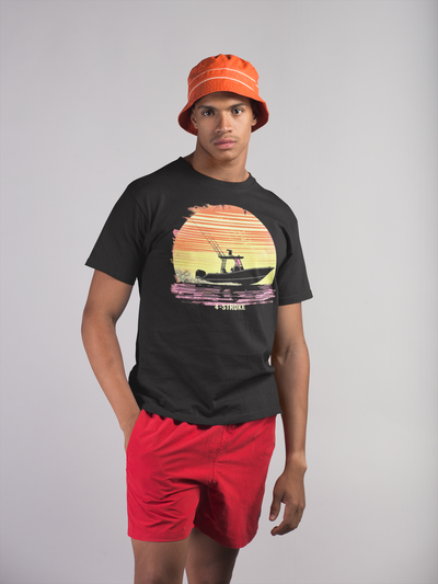 4-Stroke Sunset Fishing Boating T-Shirt – Perfect Blend of Adventure and Tranquility