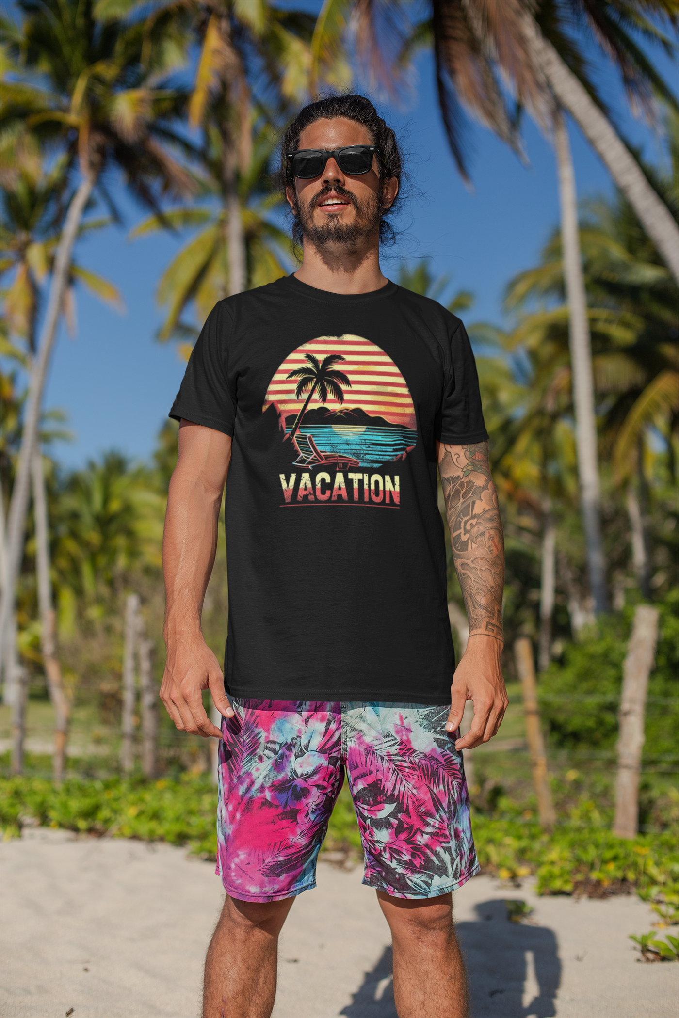 Tropical Palm Vacation T-Shirt - Relaxed Fit, Beach Vibes Graphic Tee