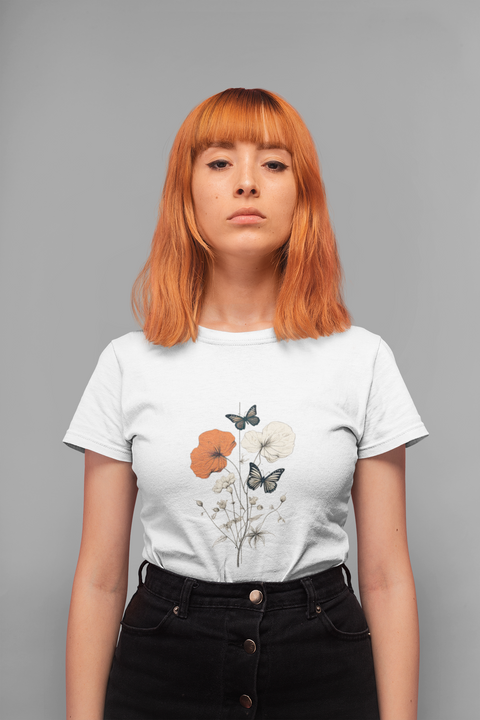 Minimalist design collection: Poppy flowers and butterflies