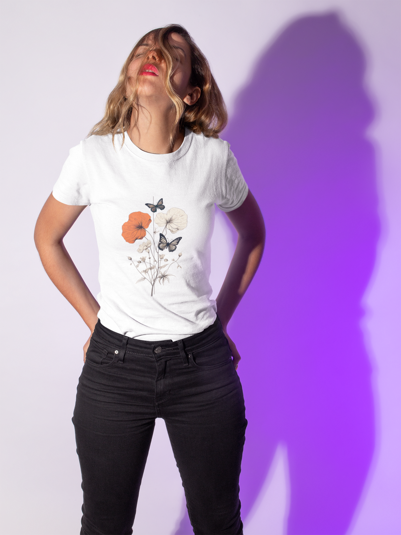 Minimalist design collection: Poppy flowers and butterflies