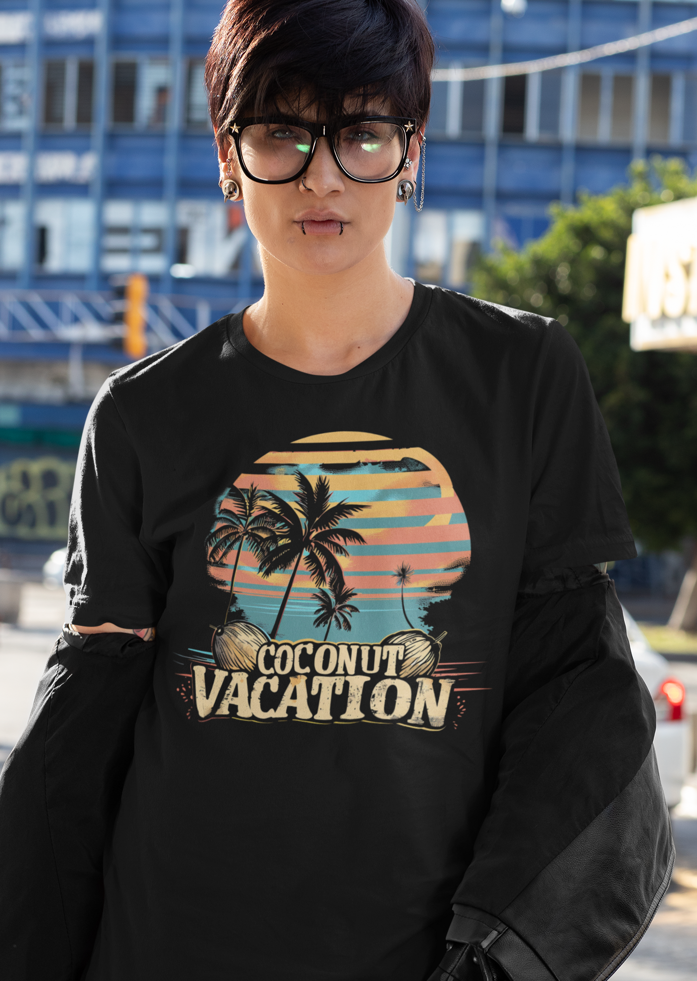 "Coconut Vacation T-Shirt - Tropical Island Vibes, Summer Beachwear"