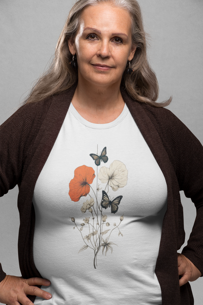 Minimalist design collection: Poppy flowers and butterflies