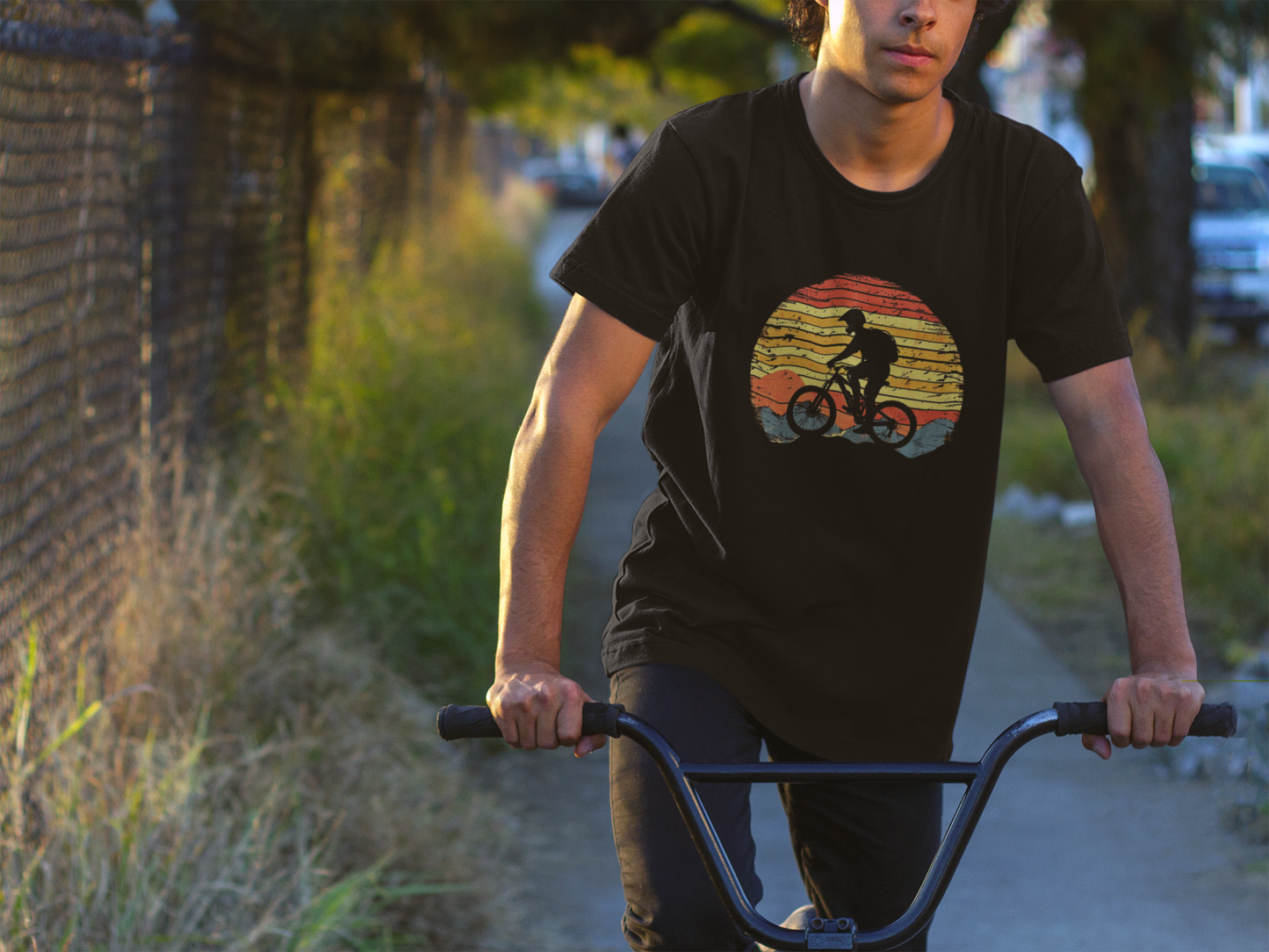 "Mountain Biking T-Shirt – Bold Trail Rider Graphic Tee for Adventure Seekers"